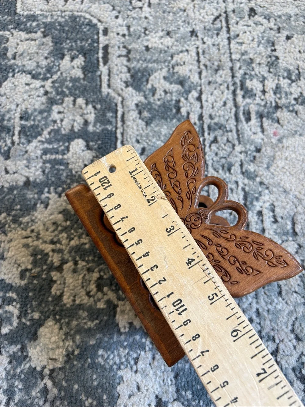 Hand-Carved Butterfly Wooden Napkin Holder in Brown